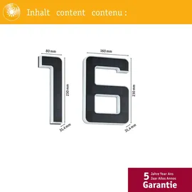 Paulmann Bundle Solar LED Hausnummernleuchte Nummer 16 - Schwarz