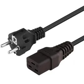 PremiumCord 230-V-Stromkabel 3 m, Stromkabel Mit Erdungskontakt Für C19-Buchse, IEC 320, 3-Poliges, PC, Schwarze Farbe