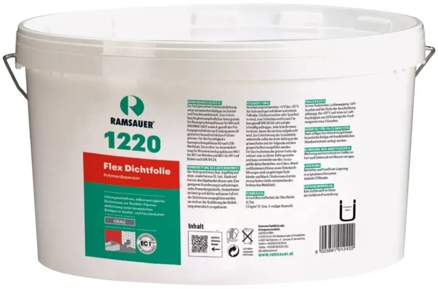 Ramsauer 1220 Flex Dichtfolie Sanitär Flüssige Folie 15kg Eimer grau