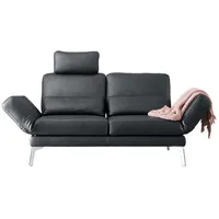 KAWOLA Couch Leder 2-Sitzer Schwarz