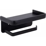 Toilettenpapierhalter zur Wandmontage mit Ablage, ohne Bohren, selbstklebender Toilettenpapierhalter aus Aluminium, Papierrollenhalter für