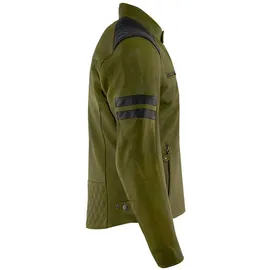 Rusty Stitches Jari Motorrad Lederjacke Grün/Schwarz M