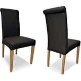 Schwarzes Echtleder Stühle "Arthur" Esszimmer Echt Leder Stuhl Lederstühle