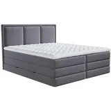 Roller Boxspringbett - grau - H2/H3 - Bettkasten, - inklusive Topper - 140x200 cm