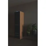 Priess Kleiderschrank PRIESS "Schrank Garderobe Wäscheschrank Barcelona in 5 Breiten", braun (eichefarben artisan, schwarz), B:48cm H:193cm T:54cm, Holzwerkstoff, Schränke, Kleiderschrank, viel Stauraum, geräumige Schubkästen, mit Spiegel, MADE IN GERMANY