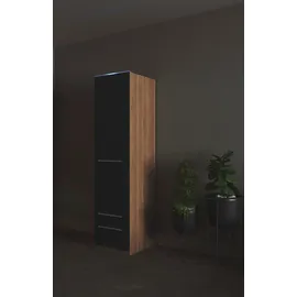 Priess Kleiderschrank PRIESS "Schrank Garderobe Wäscheschrank Barcelona in 5 Breiten", braun (eichefarben artisan, schwarz), B:48cm H:193cm T:54cm, Holzwerkstoff, Schränke, Kleiderschrank, viel Stauraum, geräumige Schubkästen, mit Spiegel, MADE IN GERMANY