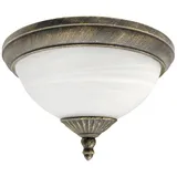 Rabalux Madrid Außen Deckenleuchte 2x E27 antik gold, weiß Alabaster - Weiß