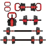 sportnow 6-in-1 Hantelset Kurzhantel Set Kurzhanteln verstellbar 15 kg rot