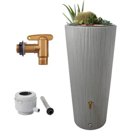4rain Vaso 2in1 Decor Regentonne 220 l zinkgrau