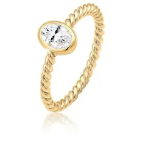 Elli Premium Verlobungsring Verlobungsring Topas Weiß 925 Sterling Silber vergoldet goldfarben 58 mm