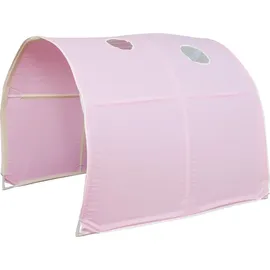Homestyle4u Hochbett 90 x 200 cm Kiefer massiv weiß rosa
