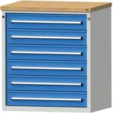 Anke Schubladenschrank B910xT700xH1020mm RAL 7035/5012 6 Schubladen