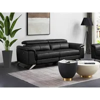 vente-unique Relaxsofa 3-Sitzer elektrisch - Rindsleder - Schwarz - BREYT II