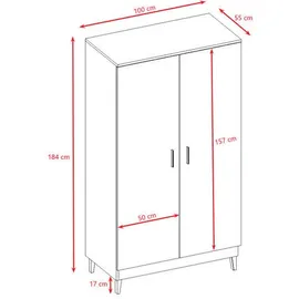 raumhirsch furniture Kinderkleiderschrank Kubi 55 x 184 x 100 cm Eiche massiv weiß