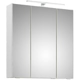 Lomadox Spiegelschrank QUEIMADOS-66 Badezimmer 65cm breit mit Aufsatzleuchte in Weiß Glanz 65/70/16 cm weiß