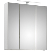Lomadox Spiegelschrank QUEIMADOS-66 Badezimmer 65cm breit mit Aufsatzleuchte in Weiß Glanz 65/70/16 cm weiß