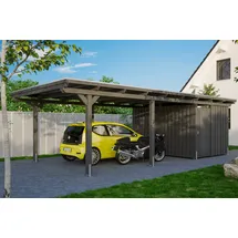 SKANHOLZ Emsland mit Abstellraum und EPDM Dach 4,04 x 8,46 m schiefergrau