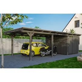 SKANHOLZ Emsland mit Abstellraum und EPDM Dach 4,04 x 8,46 m schiefergrau