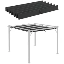 Outsunny Ersatzdach für 3 x 3 m Pergola, wasserdicht einziehbar Welle Überdachung mit Regenabflusslöchern, winterfest Schattenabdeckung für Garten,