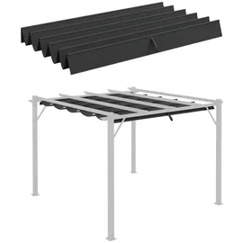 Outsunny Ersatzdach für 3 x 3 m Pergola, wasserdicht einziehbar Welle Überdachung mit Regenabflusslöchern, winterfest Schattenabdeckung für Garten,