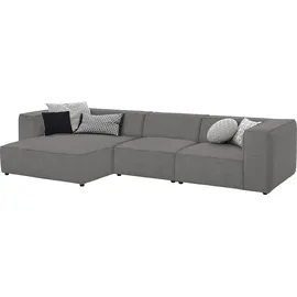 W.Schillig Ecksofa »around-the-block«, mit eleganter Biese, mit Federkern, Breite 341 cm grau