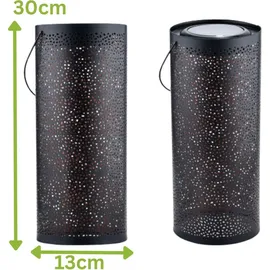 Marrakesch Orient & Mediterran Interior 2er Set Skandinavische Solarlaterne Solar Laterne Lampe Deko Balkon Garten Feroe Schwarz