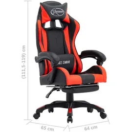 vidaXL Gaming-Stuhl mit Fußstütze Rot und Schwarz