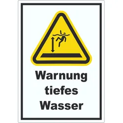 Aufkleber Warnung tiefes Wasser A3 (297x420mm)