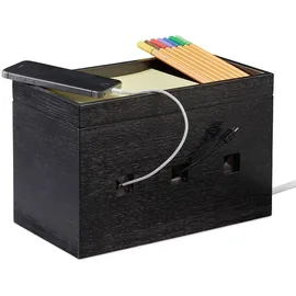 Relaxdays Kabelbox 25,5 x 14,3 x 14 cm 1-tlg. schwarz
