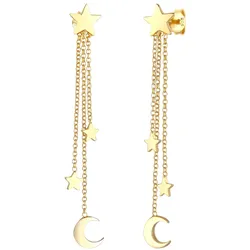Elli Hänger Sterne Halbmond Astro Kette 925 Silber goldfarben Damen 