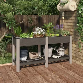 furnicato Garten-Hochbeet mit Ablage 150 x 50 x 75 cm Grau