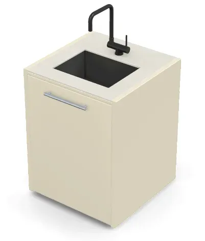 Brabura CT 60 Waschbeckenmodul - Iron Frost / Perle Blanche / Silberner Griff