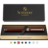 Scriveiner Tintenroller Deep Crimson Red - Hochwertiger Tintenroller mit Chromveredelung, schwarze Schmidt Ersatzmine, Geschenkbox, Büro set, Professionelle (Purpurrot)