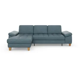 sit&more Ecksofa SIT & MORE "Westham L-Form", bunt (graublau), B:275cm H:88cm T:172cm, 100% Polyester, Sofas, Ecksofa, mit Recamiere, mit oder ohne Bettfunktion, Bettkasten, Füße Eiche