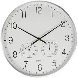 WellHome - Moderne Design-Wanduhr mit Thermometer und Hygrometer Ø38cm