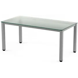 Rocada Schreibtisch Executive BxTxH 140x80x73cm Gestell grau Platte Glas satiniert.