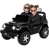 Actionbikes Motors Kinder Elektroauto Jeep Wrangler Rubicon | 2.4 Ghz Fernbedienung - 12 Volt 7 AH Batterie - 2X 35 Watt Motor - Bluetooth - Elektro Auto für Kinder ab 3 Jahre (1-Sitzer Schwarz)