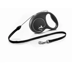 FLEXI Black Design schwarze Leine S - 5m bis 12kg - Seil