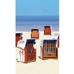 marburg Vliestapete »Smart Art Easy«, Strandkorb, Strand, beige/blau