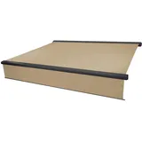 Mendler Elektrische Vollkassetten-Markise T124, 4,5x3m ausfahrbarer Volant Polyester Creme, anthrazit - Beige