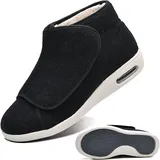 Generisch Herren Diabetiker Hausschuhe Gesundheitsschuhe Arthritis Ödem Therapeutische Schuhe Verbandsschuhe Orthopädische Schuhe für Fußschwellung Erweiterte Breiten(Schwarz,47 EU) - 47 EU