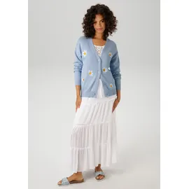 Aniston CASUAL Strickjacke in Blau-Weiß-Gelb 36