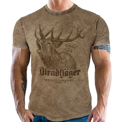 LOBO NEGRO® T-Shirt für Trachten und Bayern Fans im Used Vintage Retro Look – Dirndljäger braun M