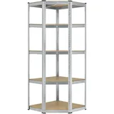 Juskys Eckregal Corner Basic 180 x 70 x 40-70 cm - 875 kg 5 Böden - Metall verzinkt - Schwerlastregal Steckregal Kellerregal