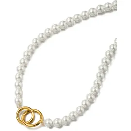 aniston jewelry & watches Perlenkette Schmuck Geschenk Edelstahl Halsschmuck Halskette Zierperlen Ringe gelbgoldfarben/weiß