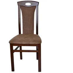 Lehnstuhl Set in Nussbaumfarben Bezug Braun (2er Set)