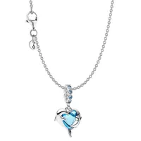 Pandora Damen-Kette Silber Geschenk-Set Blaue Muranoglas Delfine
