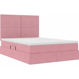 vidaXL Bett mit Stauraum und LED mit Matratze Rosa 140 x 190 cm Samt