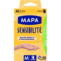Mapa - Sensibilität – Dünne, puderfreie Vinyl-Handschuhe – recycelbar mit TerraCycle® – hypoallergen – 1 Box mit 20 Handschuhen – Größe M