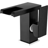 Csparkv - LED-Wasserfall-Waschtischarmatur, Badezimmer-Wasserhahn (schwarz), modernes, elegantes Design, goldene Messing-Waschtischarmatur, heißes